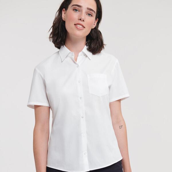 Women's short sleeve pure cotton easycare poplin shirt Thumbnail