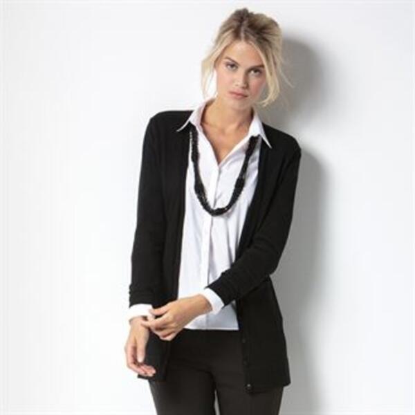 Women's longline v-neck cardigan long sleeve Thumbnail