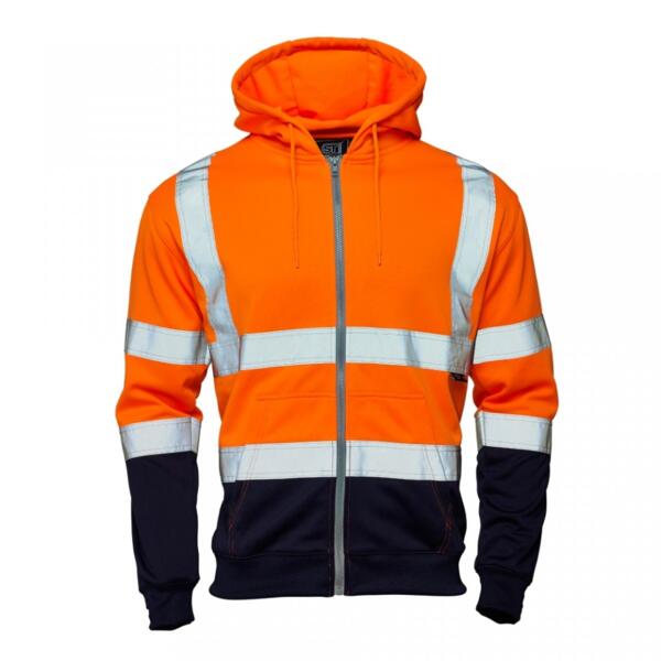 Hi Vis 2 Tone Hooded Zipped Sweatshirt Thumbnail